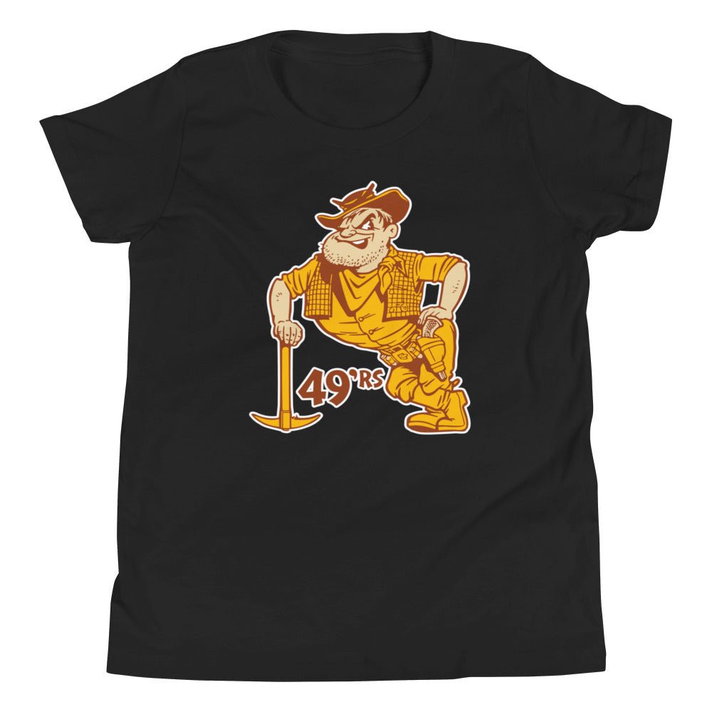 Vintage Cal State Long Beach Kids Youth Shirt - 1950s Leaning 49er Mascot Art Youth Staple Tee - Rivalry Week