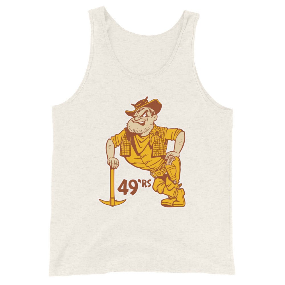 Vintage Cal State Long Beach Men's Tank Top - 1950s Leaning 49er Mascot Art Mens Tank Top - Rivalry Week