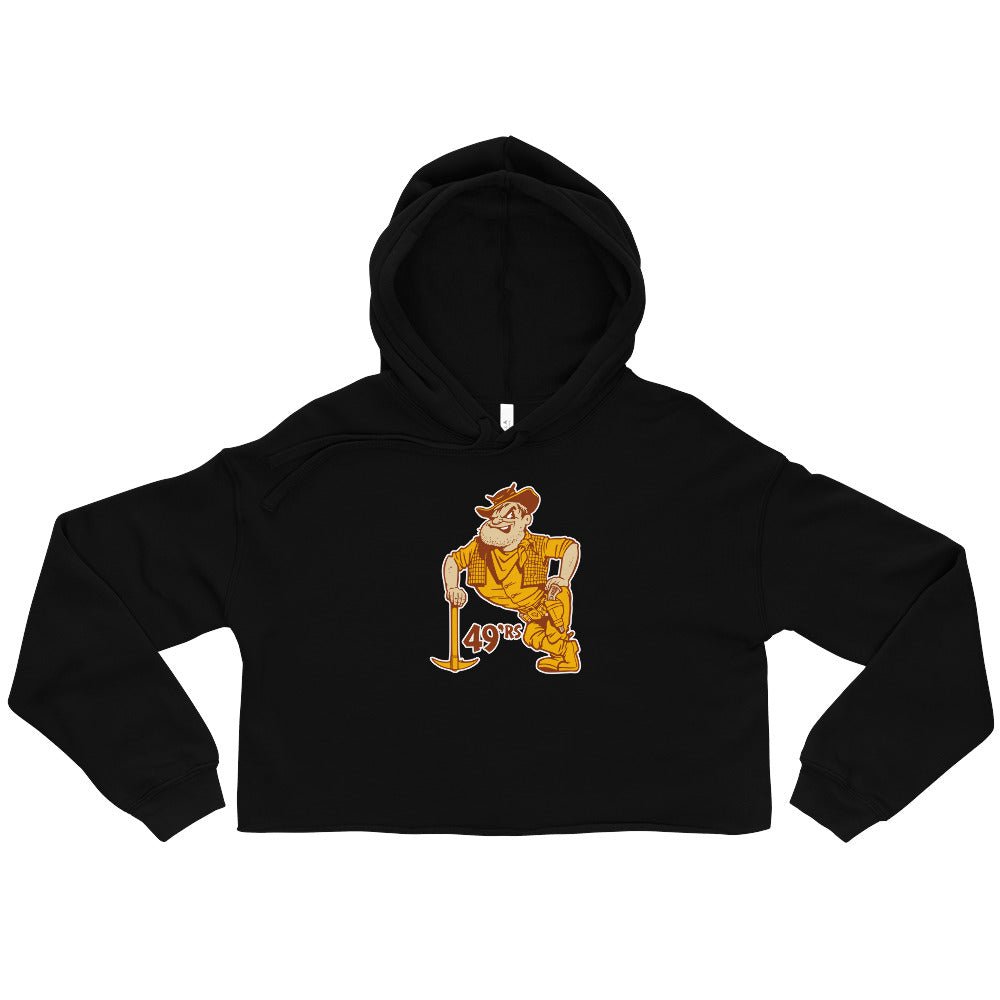 Vintage Cal State Long Beach Women's Cropped Hoodie - 1950s Leaning 49er Mascot Art Cropped Hoodie - Rivalry Week