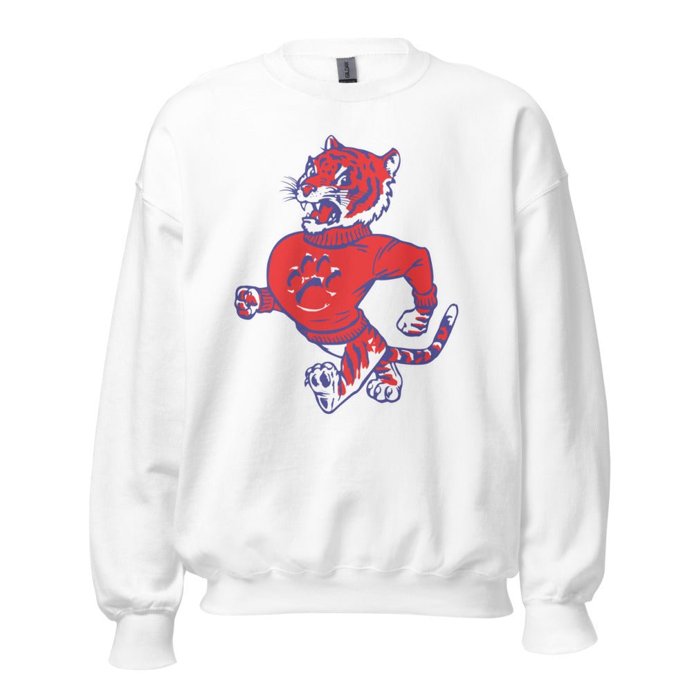 Vintage Clemson Crew Neck Sweatshirt - 1950s Struttin' Tiger Mascot Art Sweatshirt - rivalryweek