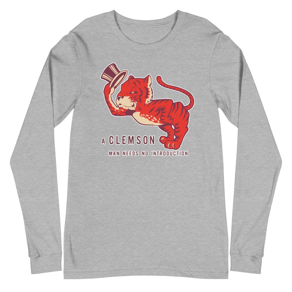 Vintage Clemson Long Sleeve Shirt - 1950s Clemson Man Needs No Introduction Art Long Sleeve Shirt - rivalryweek