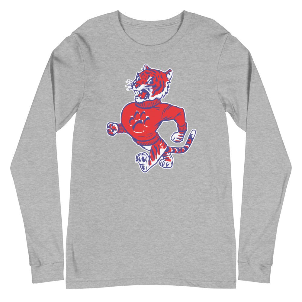 Vintage Clemson Long Sleeve Shirt - 1950s Struttin' Tiger Mascot Art Long Sleeve Shirt - rivalryweek