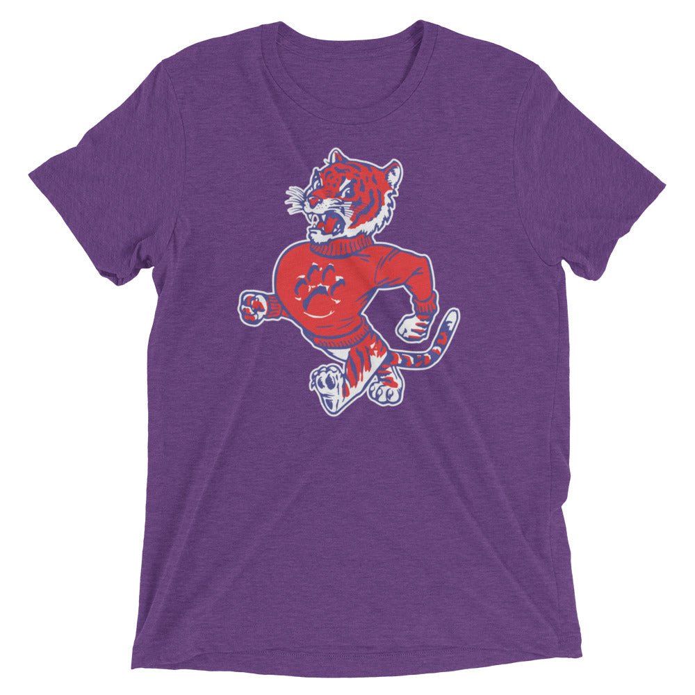 Vintage Clemson Tri-Blend Shirt - 1950s Struttin' Tiger Mascot Art Tri-Blend - rivalryweek