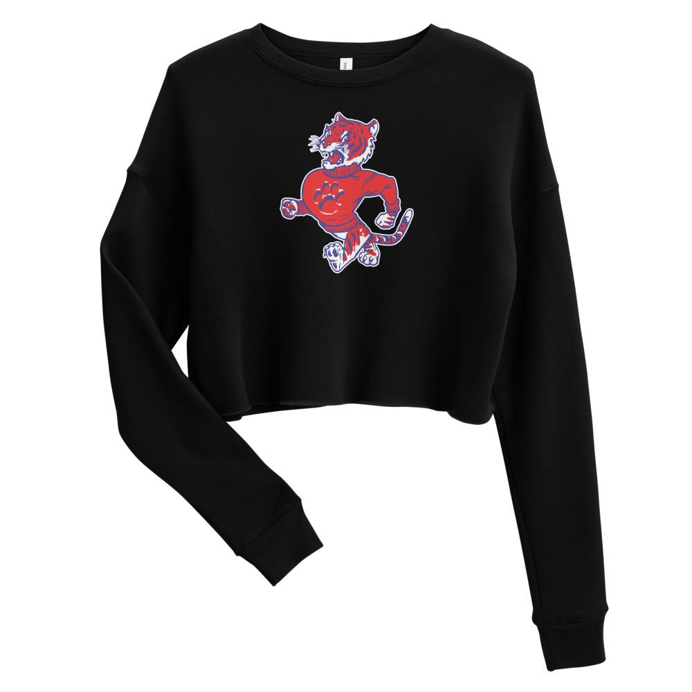 Vintage Clemson Women's Cropped Sweatshirt - 1950s Struttin' Tiger Mascot Art Cropped Sweatshirt - rivalryweek