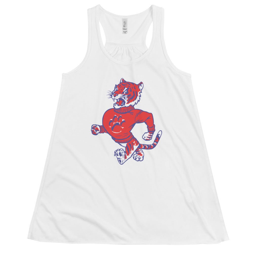 Vintage Clemson Women's Flowy Tank Top - 1950s Struttin' Tiger Mascot Art W Tank Top - rivalryweek