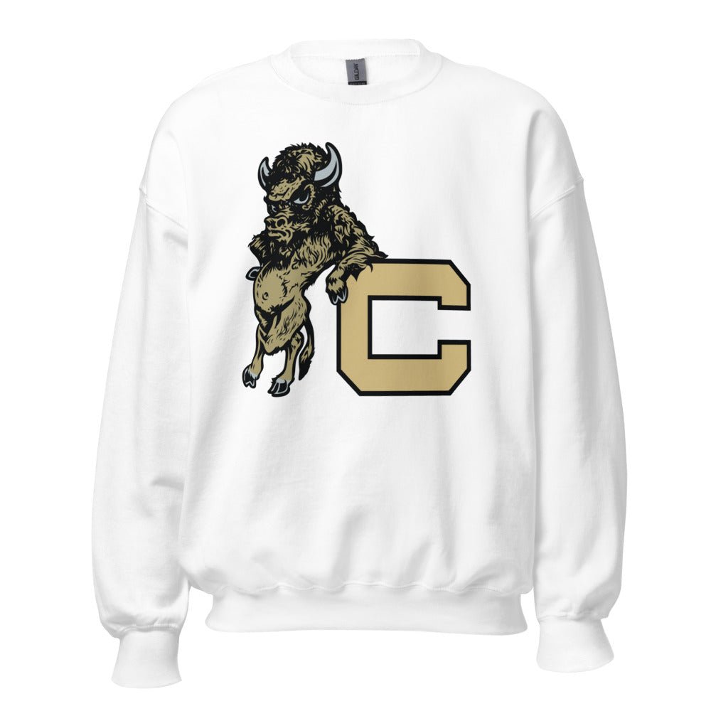 Vintage Colorado Buffalo Crew Neck Sweatshirt - 1940s Buffalo with Attitude Art Sweatshirt - rivalryweek
