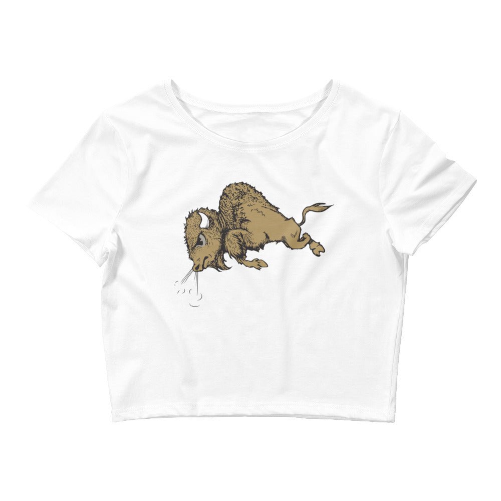 Vintage Colorado Buffalo Crop Top - 1940s Stampeding Buffalo Art Crop Top - rivalryweek