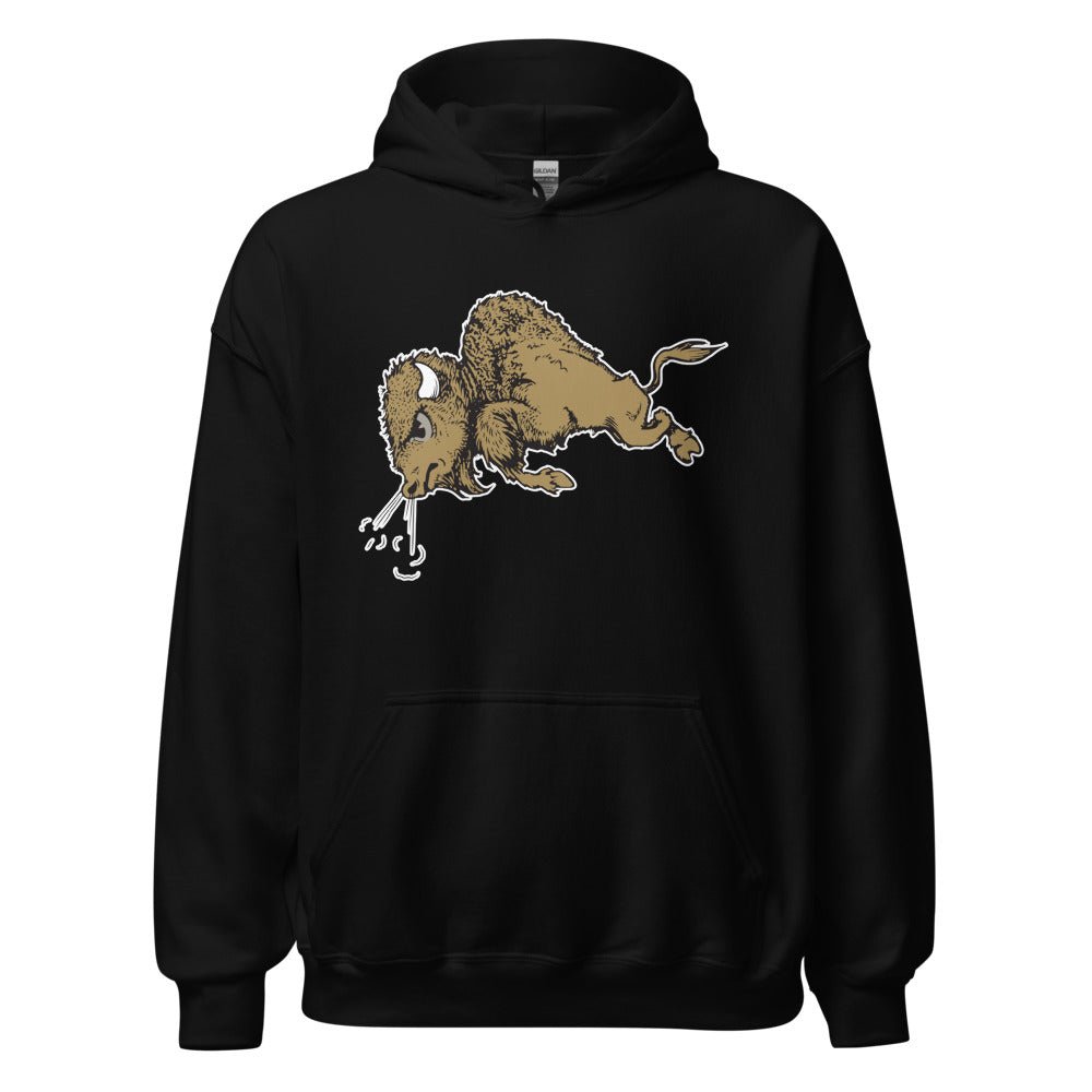 Vintage Colorado Buffalo Hoodie - 1940s Stampeding Buffalo Art Hoodie - rivalryweek