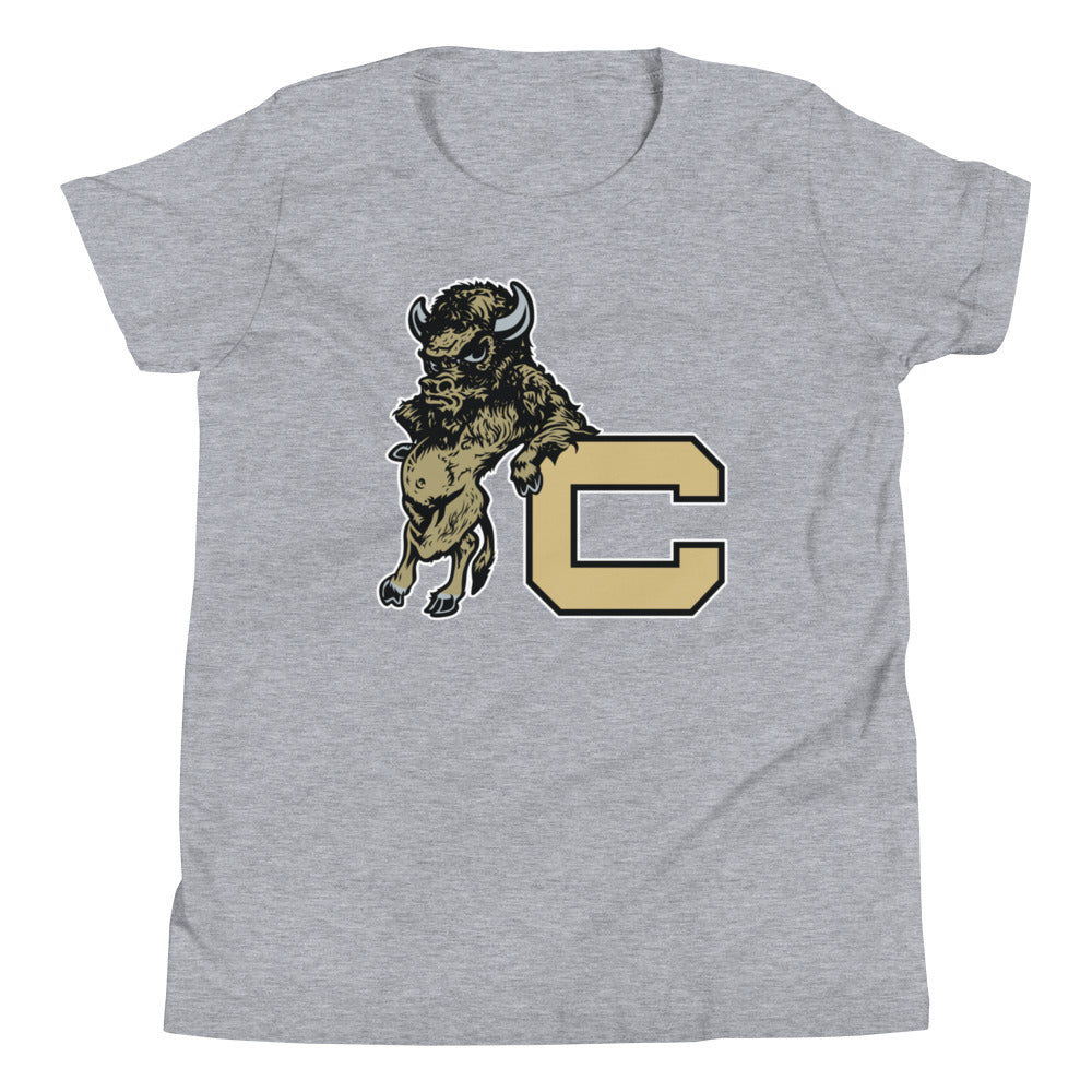 Vintage Colorado Buffalo Kids Youth Shirt - 1940s Buffalo with Attitude Art Youth Staple Tee - rivalryweek