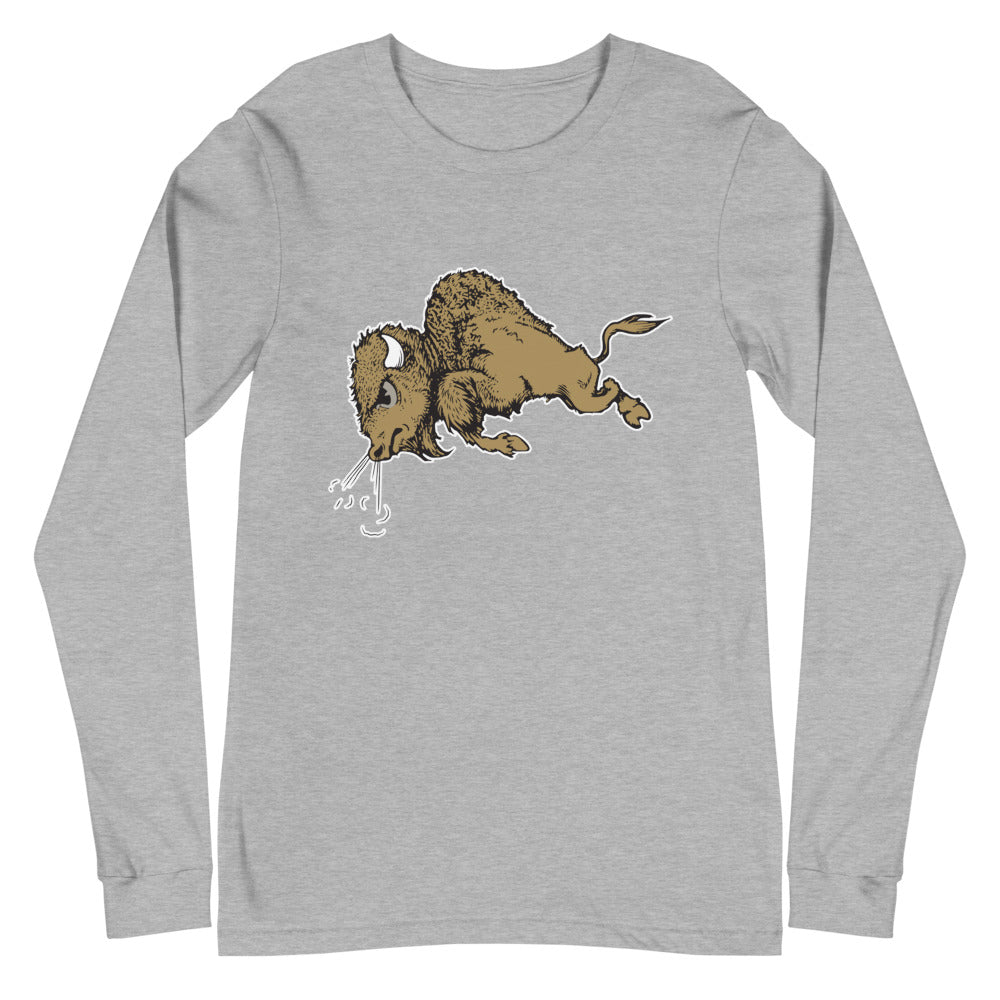Vintage Colorado Buffalo Long Sleeve Shirt - 1940s Stampeding Buffalo Art Long Sleeve Shirt - rivalryweek