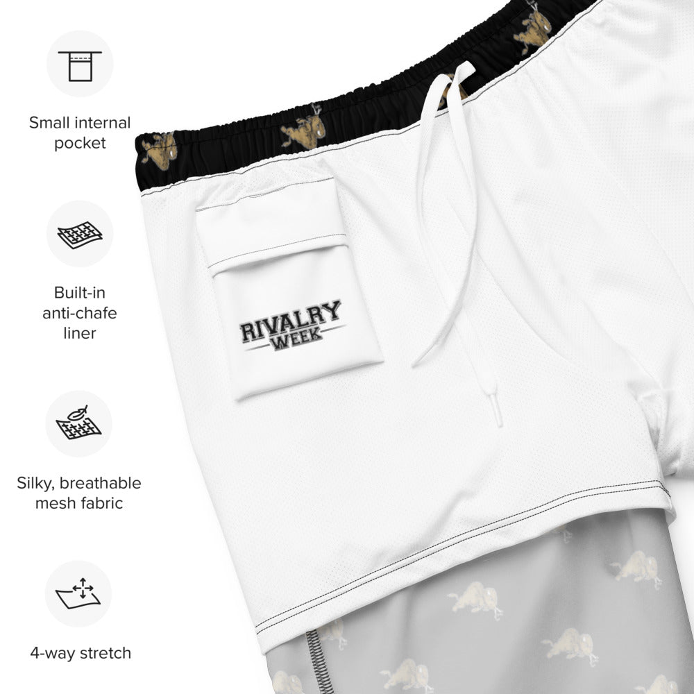 Vintage Colorado Buffalo Swim Trunks - 1940s Stampeding Buffalo Black Pattern Swim Trunks - Rivalry Week