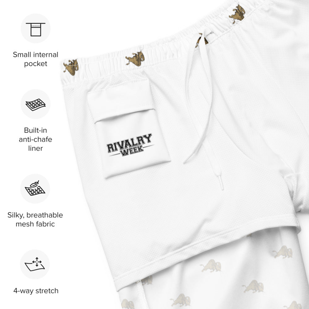 Vintage Colorado Buffalo Swim Trunks - 1940s Stampeding Buffalo White Pattern Swim Trunks - Rivalry Week