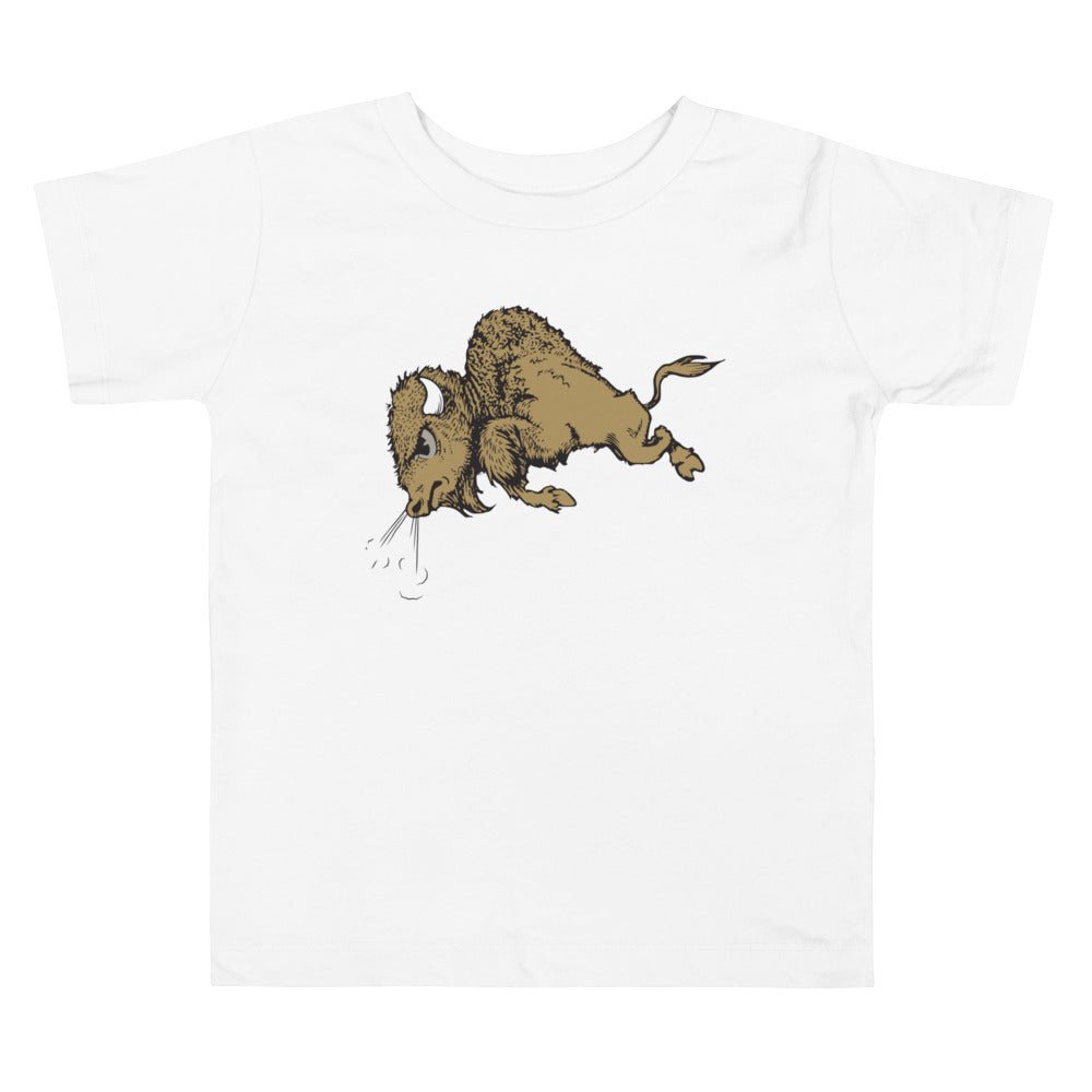 Vintage Colorado Buffalo Toddler T Shirt - 1940s Stampeding Buffalo Art Toddler Staple Tee - rivalryweek