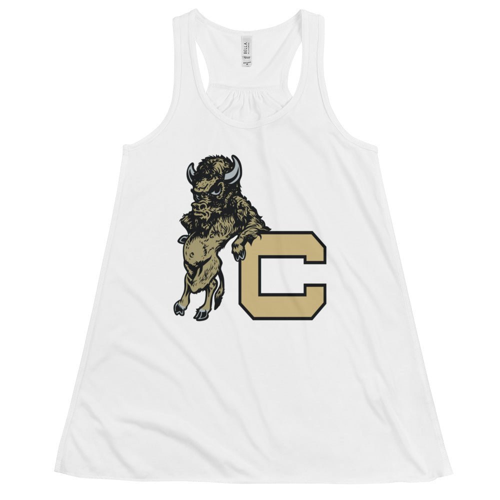 Vintage Colorado Buffalo Women's Flowy Tank Top - 1940s Buffalo with Attitude Art W Tank Top - rivalryweek