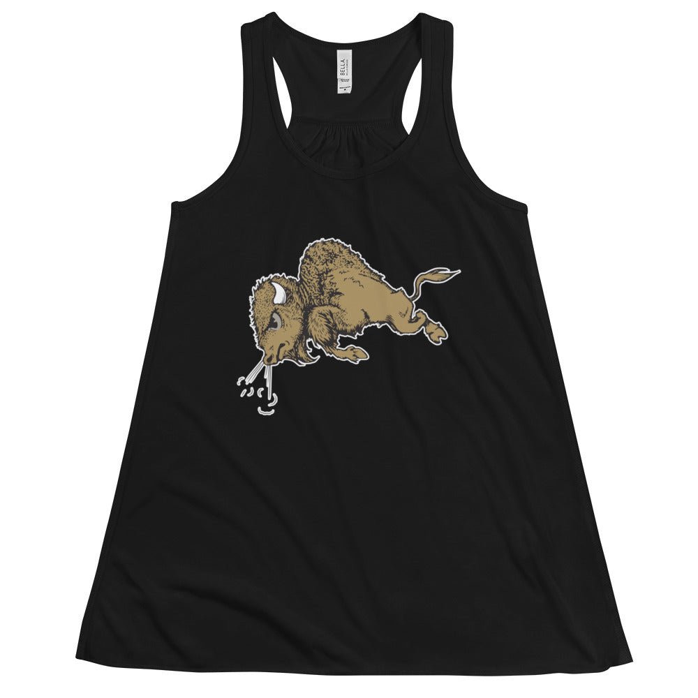Vintage Colorado Buffalo Women's Flowy Tank Top - 1940s Stampeding Buffalo Art W Tank Top - rivalryweek
