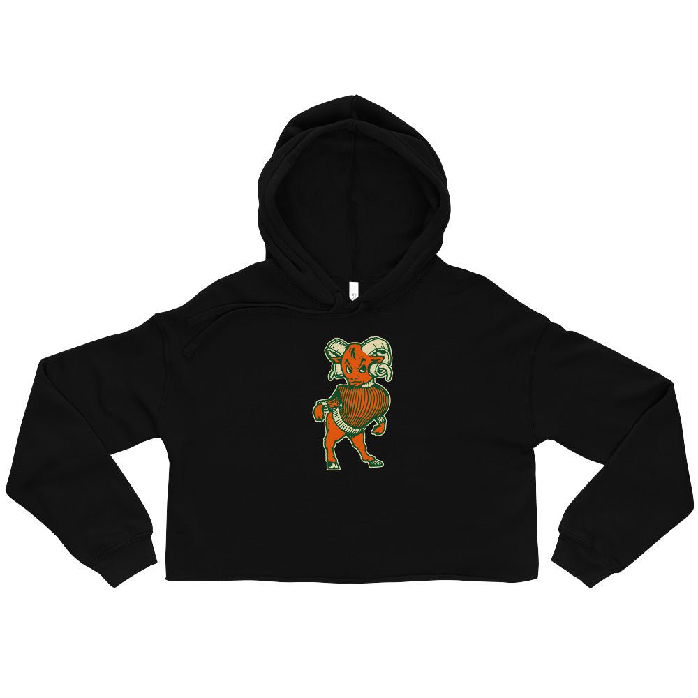 Vintage Colorado State Ram Women's Cropped Hoodie - 1950s A&M Ram with Attitude Art Cropped Hoodie - rivalryweek