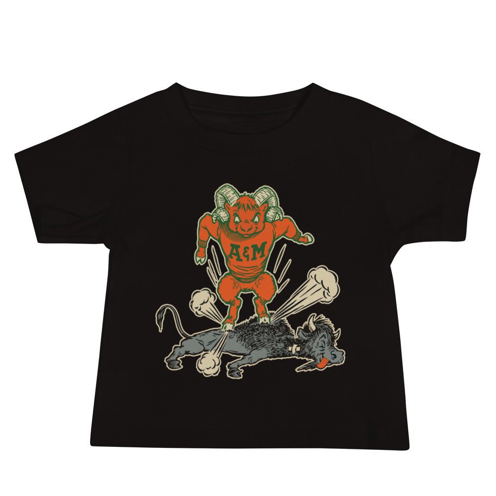 Vintage Colorado State Rivalry Baby T Shirt - 1950s Buffalo Ram Stomp Art Baby Staple Tee - rivalryweek
