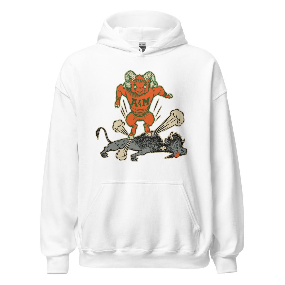 Vintage Colorado State Rivalry Hoodie - 1950s Buffalo Ram Stomp Art Hoodie - rivalryweek