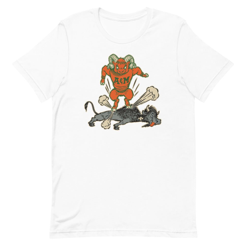 Vintage Colorado State Rivalry Shirt - 1950s Buffalo Ram Stomp Art Shirt - rivalryweek