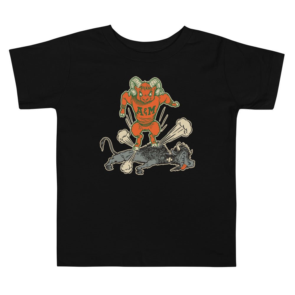 Vintage Colorado State Rivalry Toddler T Shirt - 1950s Buffalo Ram Stomp Art Toddler Staple Tee - rivalryweek