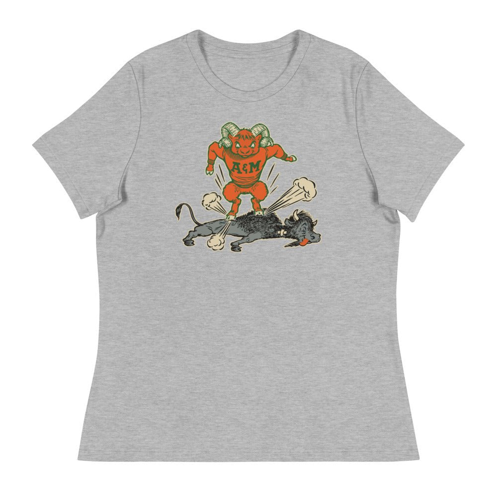 Vintage Colorado State Rivalry Women's Relaxed Shirt - 1950s Buffalo Ram Stomp Art W Relaxed T Shirt - rivalryweek
