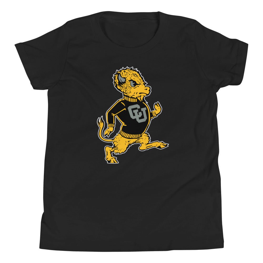 Vintage CU Boulder Kids Youth Shirt - 1950s Marching Buffalo Art Youth Staple Tee - Rivalry Week