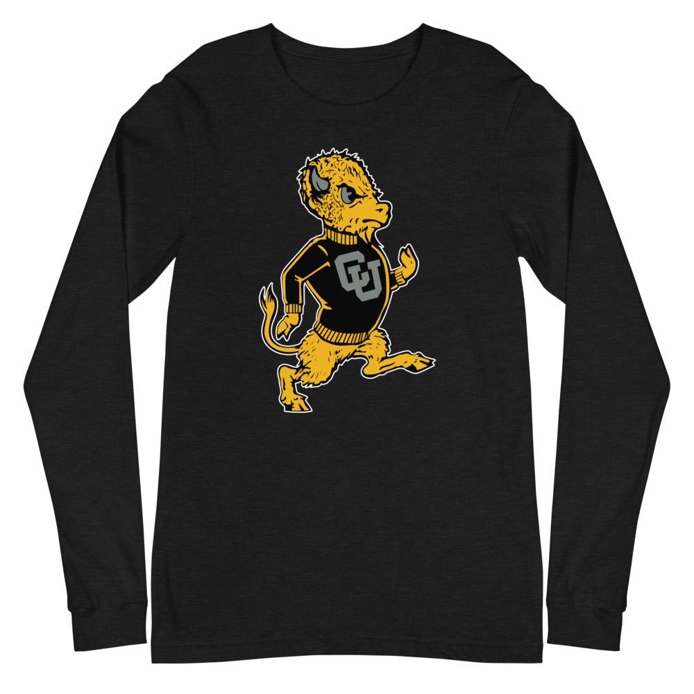 Vintage CU Boulder Long Sleeve Shirt - 1950s Marching Buffalo Art Long Sleeve Shirt - Rivalry Week