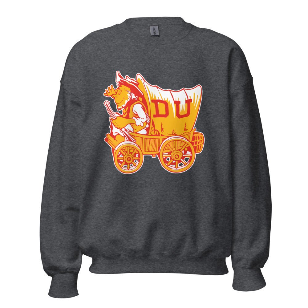 Vintage Denver University Mascot Crew Neck Sweatshirt - 1950s Covered Wagon Art Sweatshirt - Rivalry Week