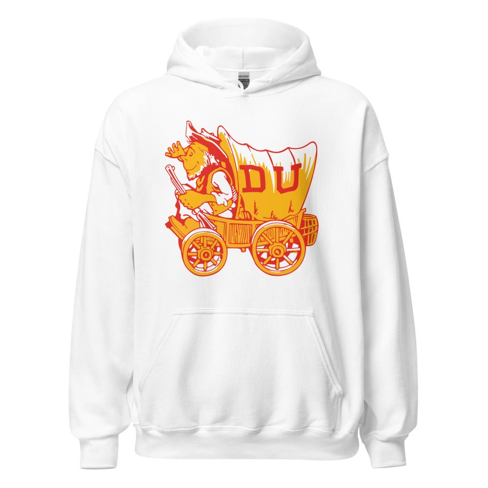 Vintage Denver University Mascot Hoodie - 1950s Covered Wagon Art Hoodie - Rivalry Week