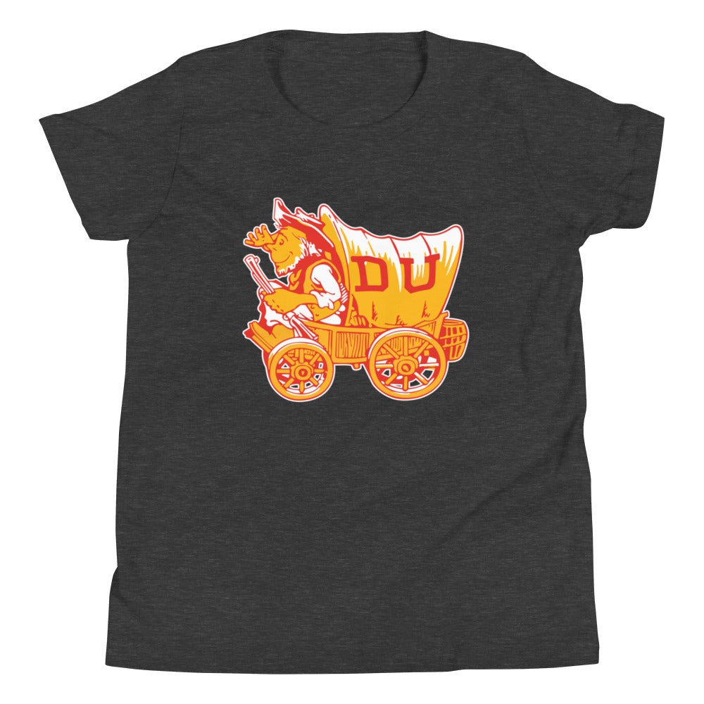 Vintage Denver University Mascot Kids Youth Shirt - 1950s Covered Wagon Art Youth Staple Tee - Rivalry Week