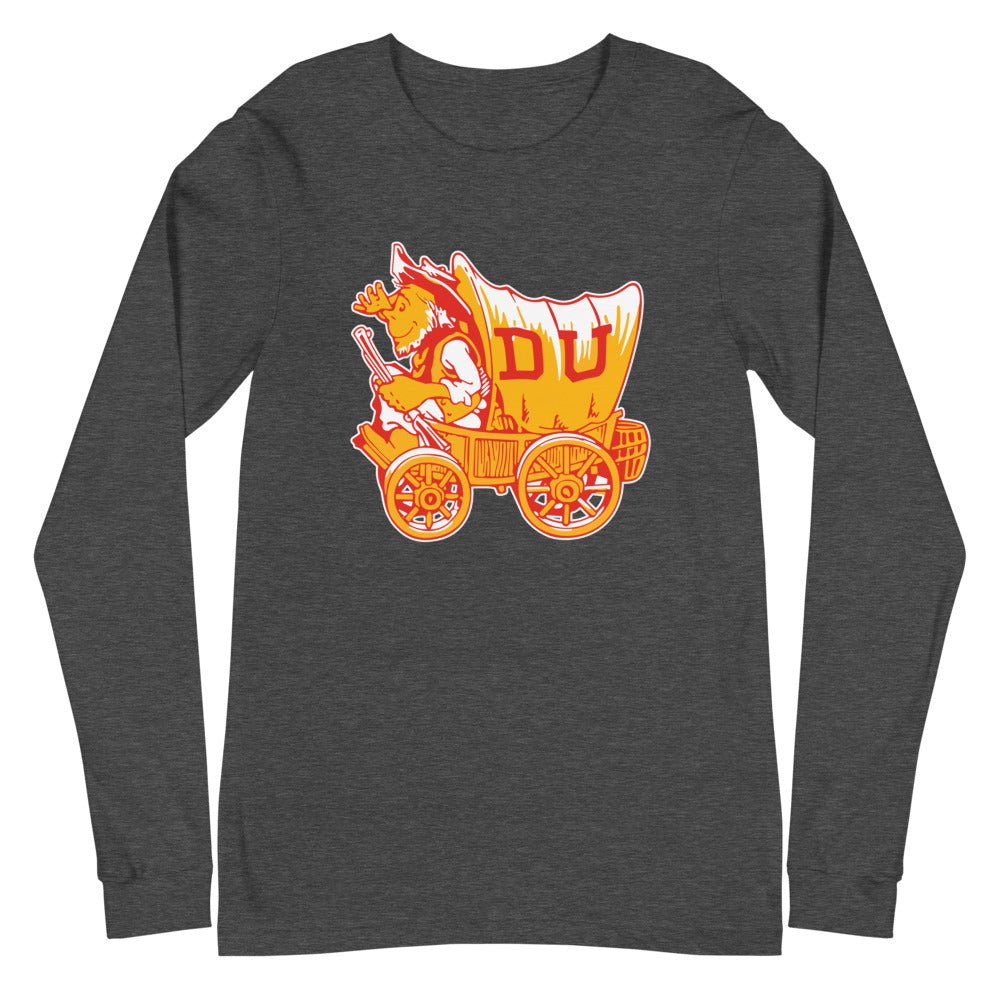 Vintage Denver University Mascot Long Sleeve Shirt - 1950s Covered Wagon Art Long Sleeve Shirt - Rivalry Week