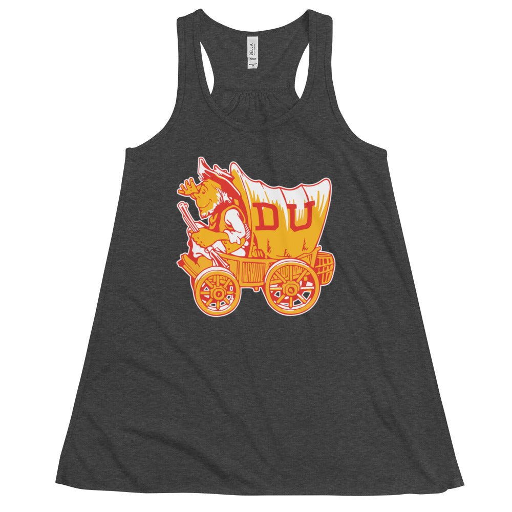 Vintage Denver University Mascot Women's Flowy Tank Top - 1950s Covered Wagon Art W Tank Top - Rivalry Week