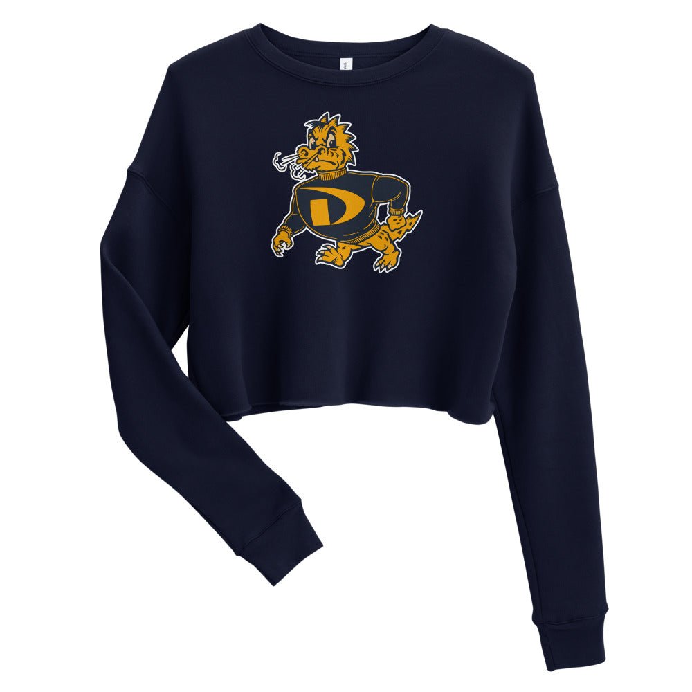 Vintage Drexel Women's Cropped Sweatshirt - 1950s Strutting Dragon Art Cropped Sweatshirt - Rivalry Week