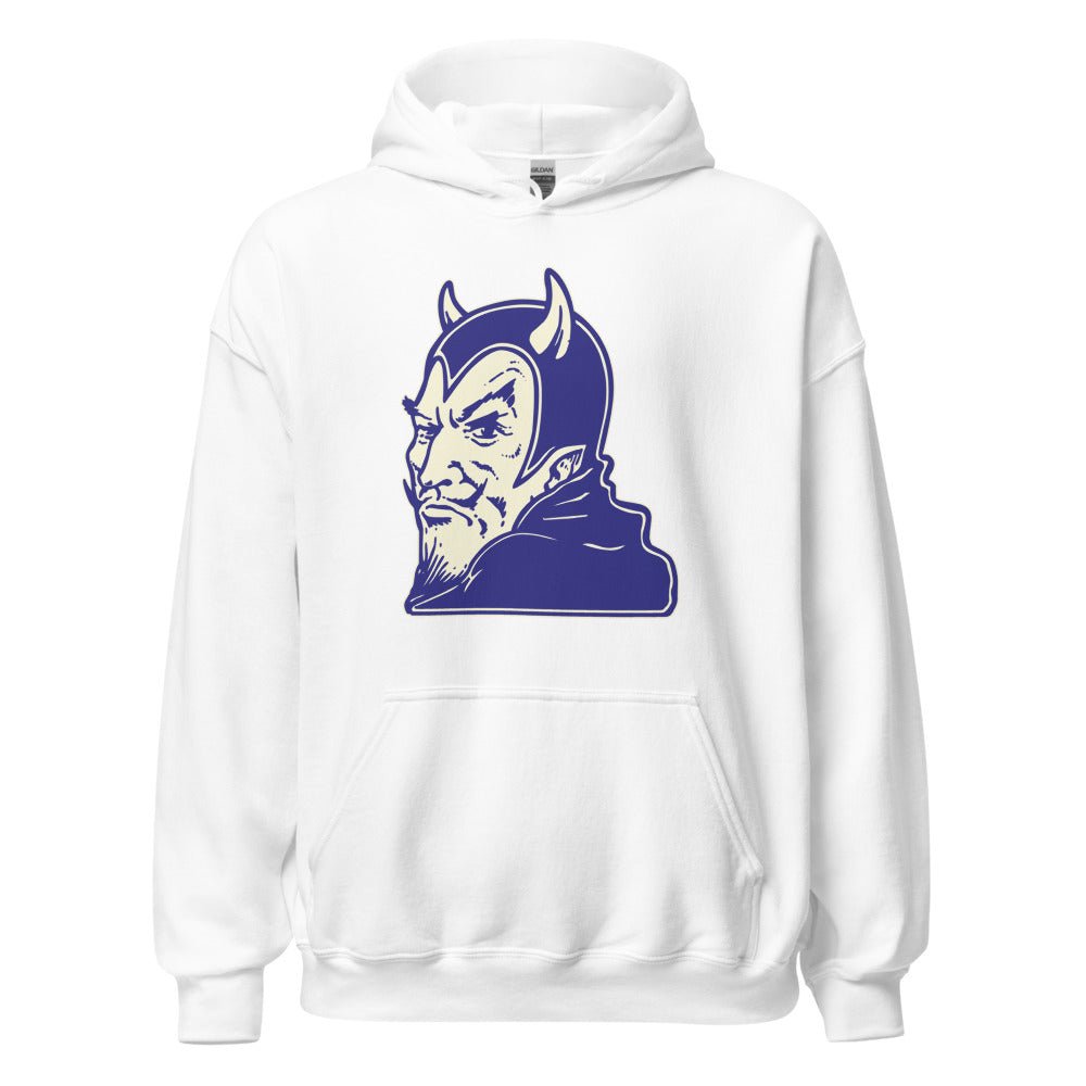 Vintage Duke Blue Devil Hoodie - 1940s Dastardly Devil Art Hoodie - rivalryweek