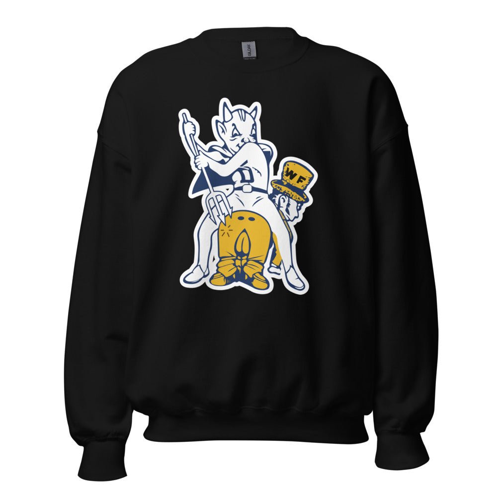 Vintage Duke Blue Devil Rivalry Crew Neck Sweatshirt - 1940s Duke v Wake Forest Art Sweatshirt - rivalryweek