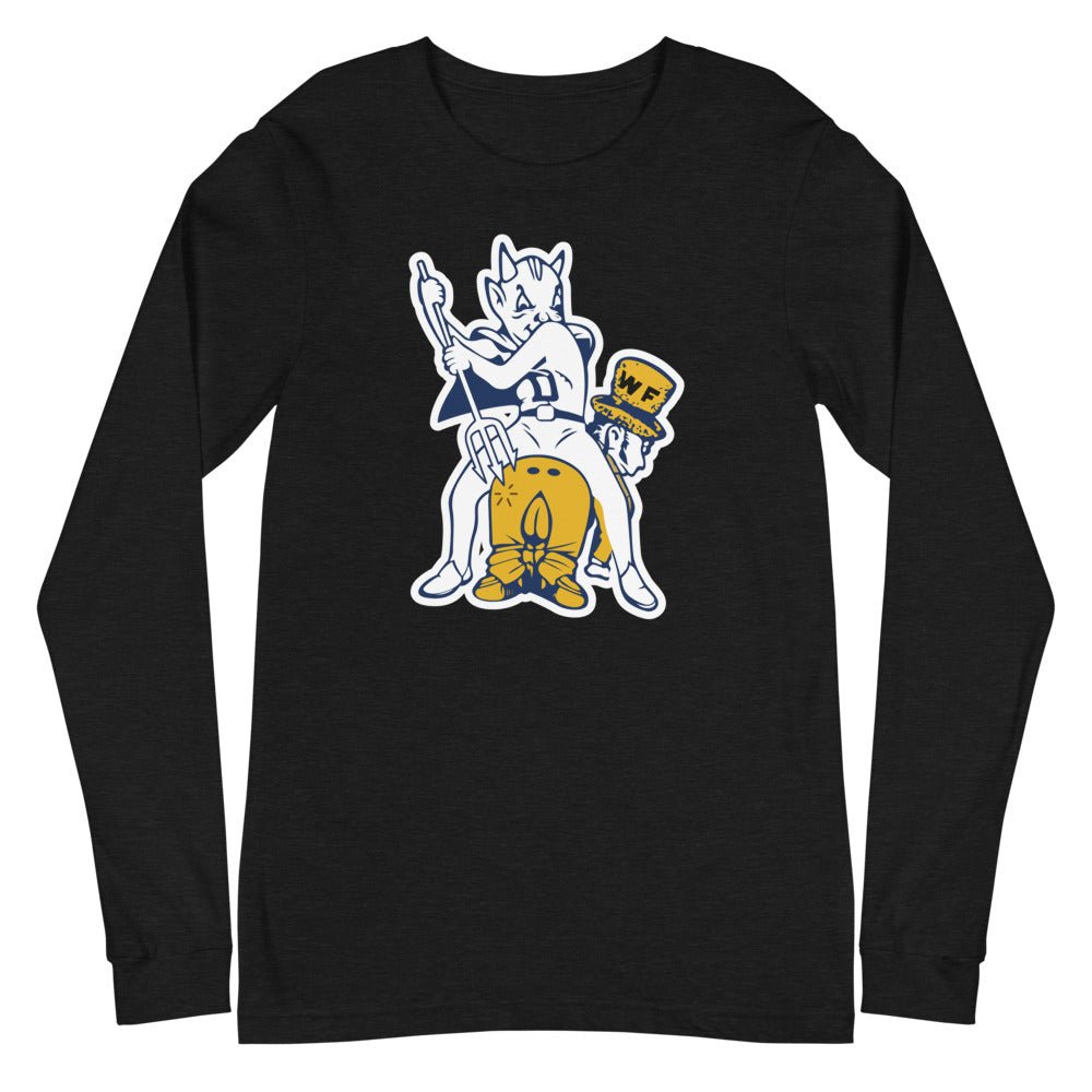 Vintage Duke Blue Devil Rivalry Long Sleeve Shirt - 1940s Duke v Wake Forest Art Long Sleeve Shirt - rivalryweek