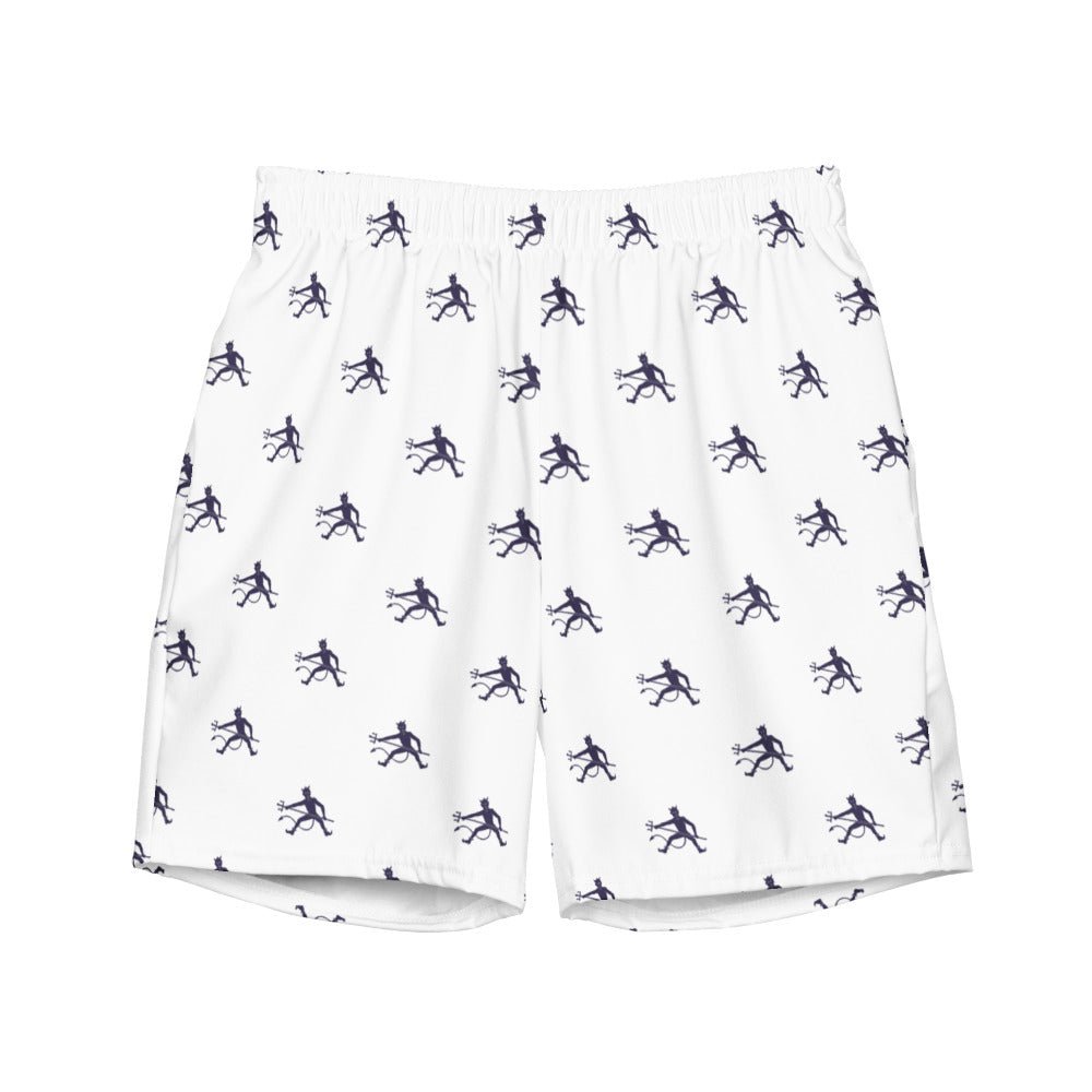 Vintage Duke Blue Devil Swim Trunks - 1920s Silhouette White Pattern Swim Trunks - Rivalry Week