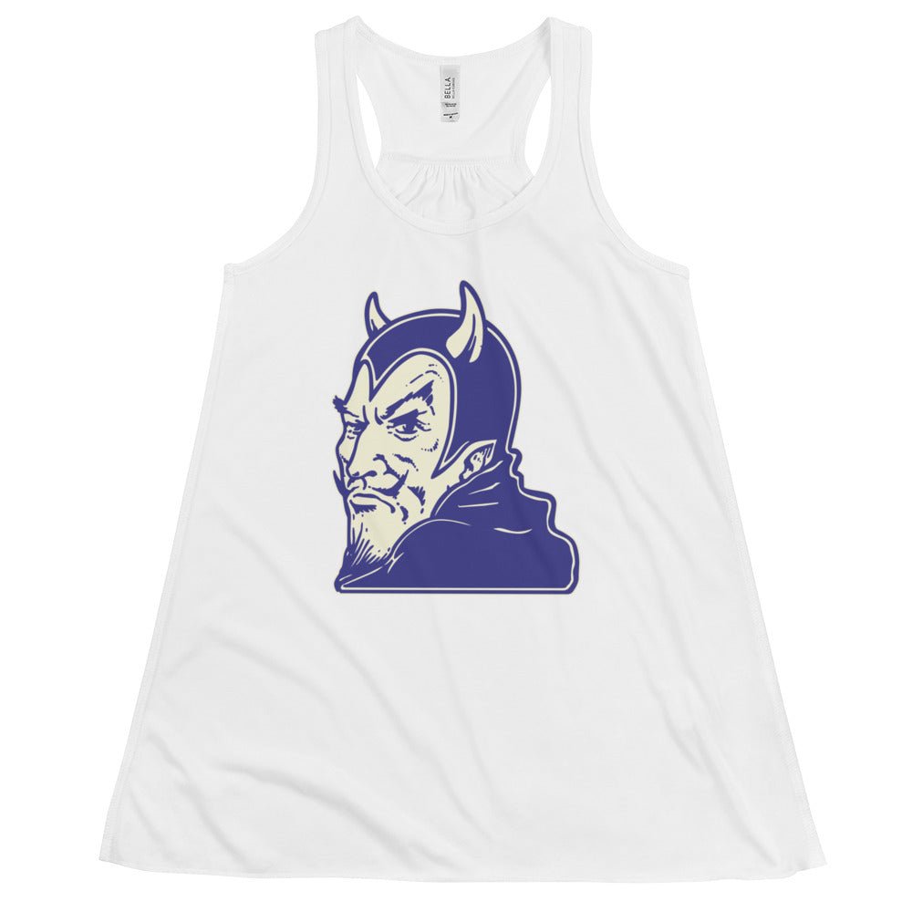 Vintage Duke Blue Devil Women's Flowy Tank Top - 1940s Dastardly Devil Art W Tank Top - rivalryweek