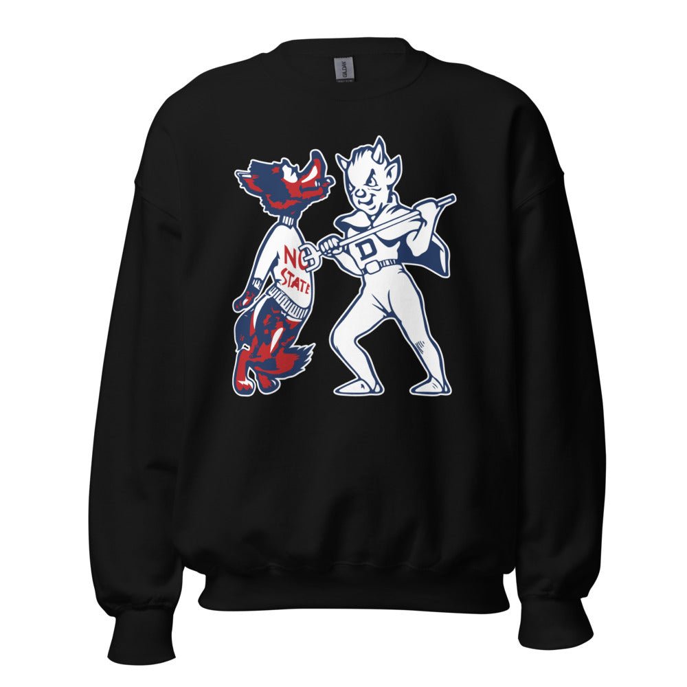 Vintage Duke NC State Rivalry Crew Neck Sweatshirt - 1940s Silencing the Wolfpack Art Sweatshirt - rivalryweek