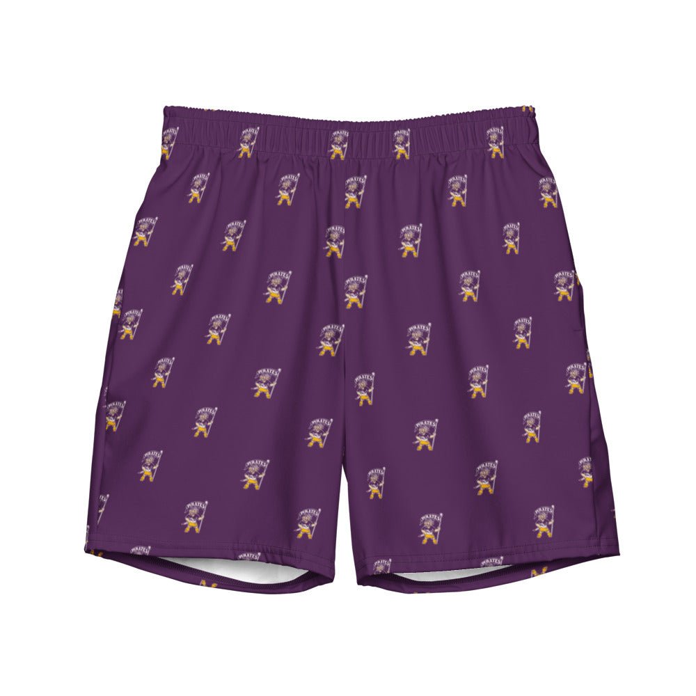 Vintage East Carolina Swim Trunks - 1950s Pirates Mascot Purple Pattern Swim Trunks - Rivalry Week