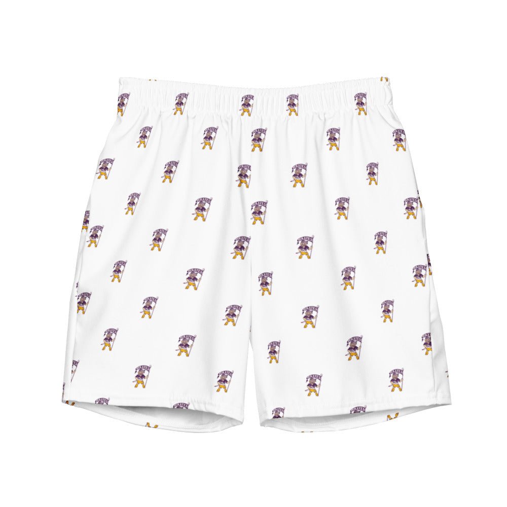 Vintage East Carolina Swim Trunks - 1950s Pirates Mascot White Pattern Swim Trunks - Rivalry Week