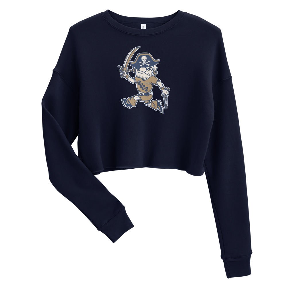 Vintage ETSU Mascot Women's Cropped Sweatshirt - 1950s Bouncing Bucs Art Cropped Sweatshirt - Rivalry Week