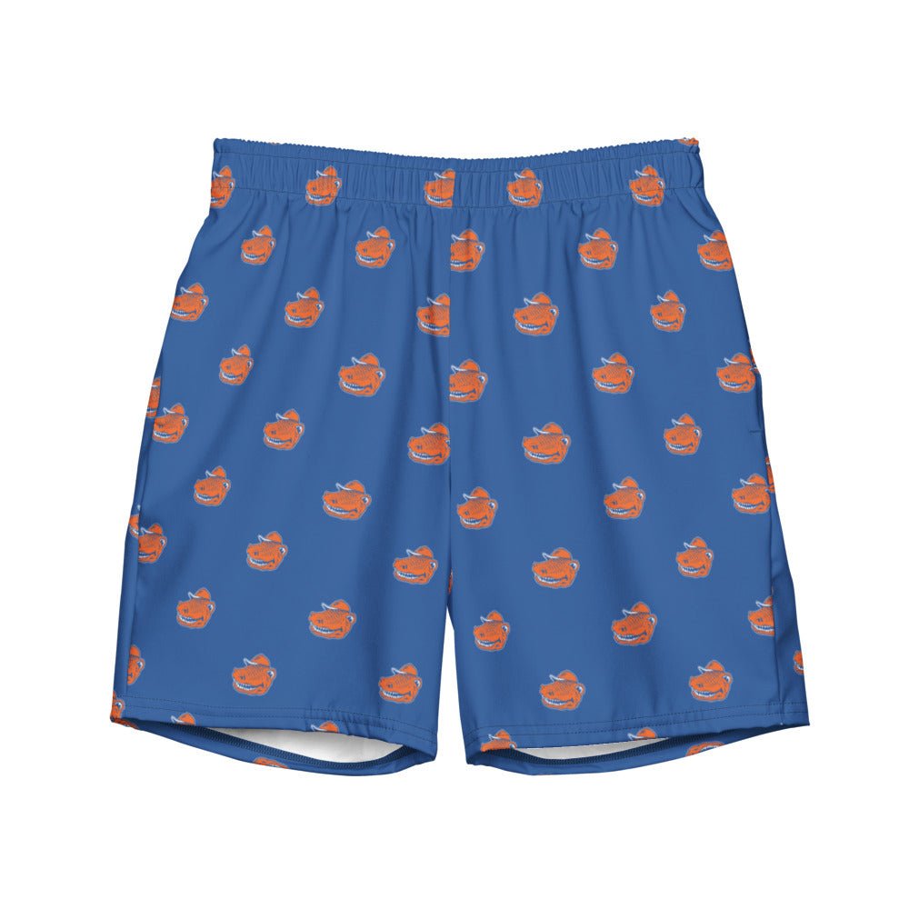 Vintage Florida Swim Trunks - 1950s Happy Gator Mascot Blue Pattern Swim Trunks - Rivalry Week