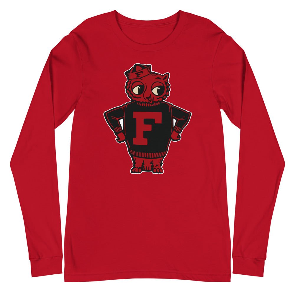 Vintage Foothill College Long Sleeve Shirt - 1950 Varsity Owl Mascot Art Long Sleeve Shirt - rivalryweek