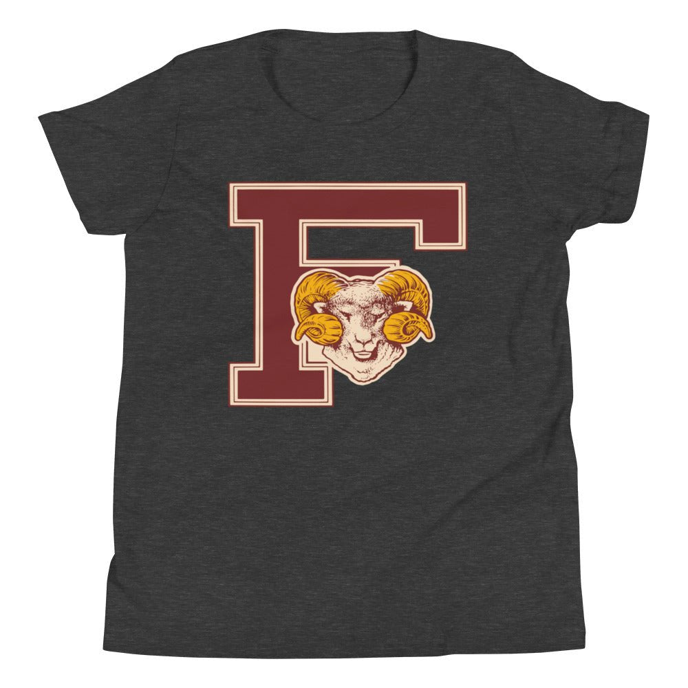 Vintage Fordham Shirt Kids Youth Shirt - 1940s Ram Mascot Art Youth Staple Tee - Rivalry Week