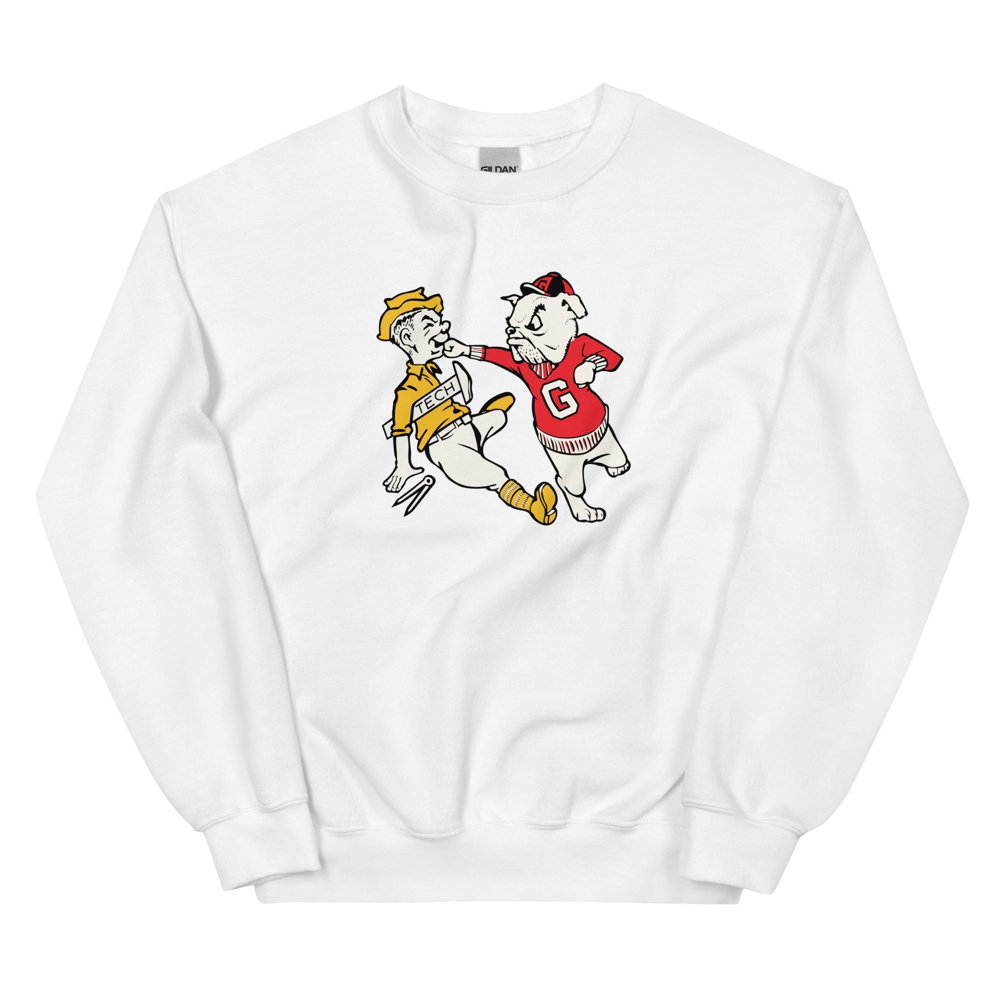 Vintage Georgia Rivalry Crew Neck Sweatshirt - Mid Century Bulldogs Art - rivalryweek