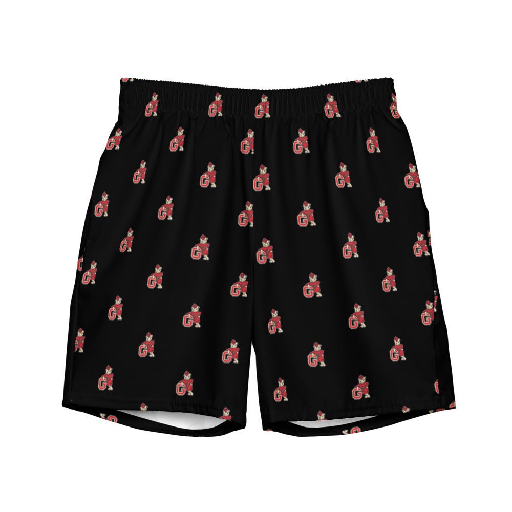 Vintage Georgia Swim Trunks - 1950s Leaning Bulldog Mascot Black Pattern Swim Trunks - Rivalry Week