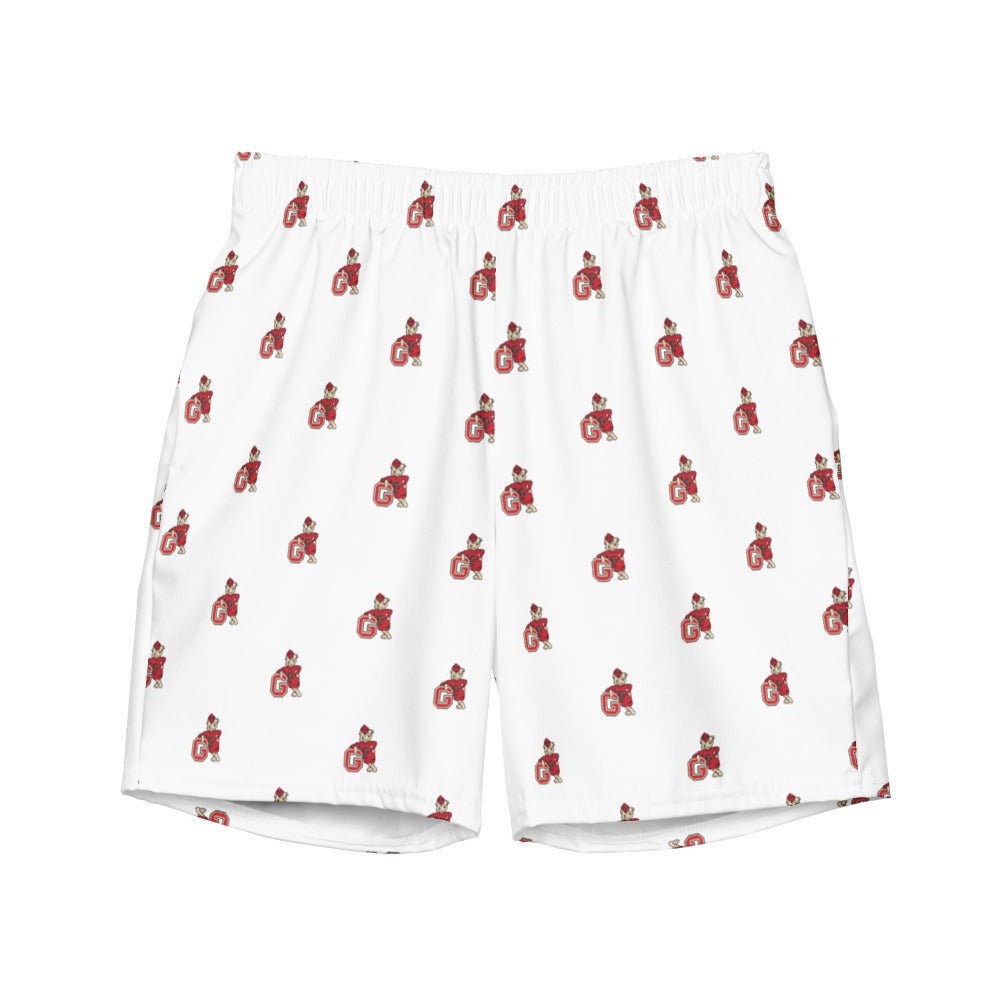 Vintage Georgia Swim Trunks - 1950s Leaning Bulldog Mascot White Pattern Swim Trunks - Rivalry Week