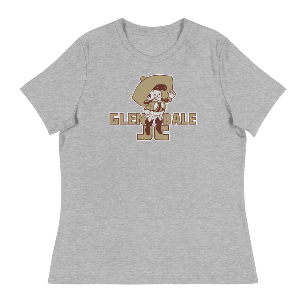 Vintage Glendale Community College Women's Relaxed Shirt - 1930s Vaqueros Mascot Art W Relaxed T Shirt - rivalryweek