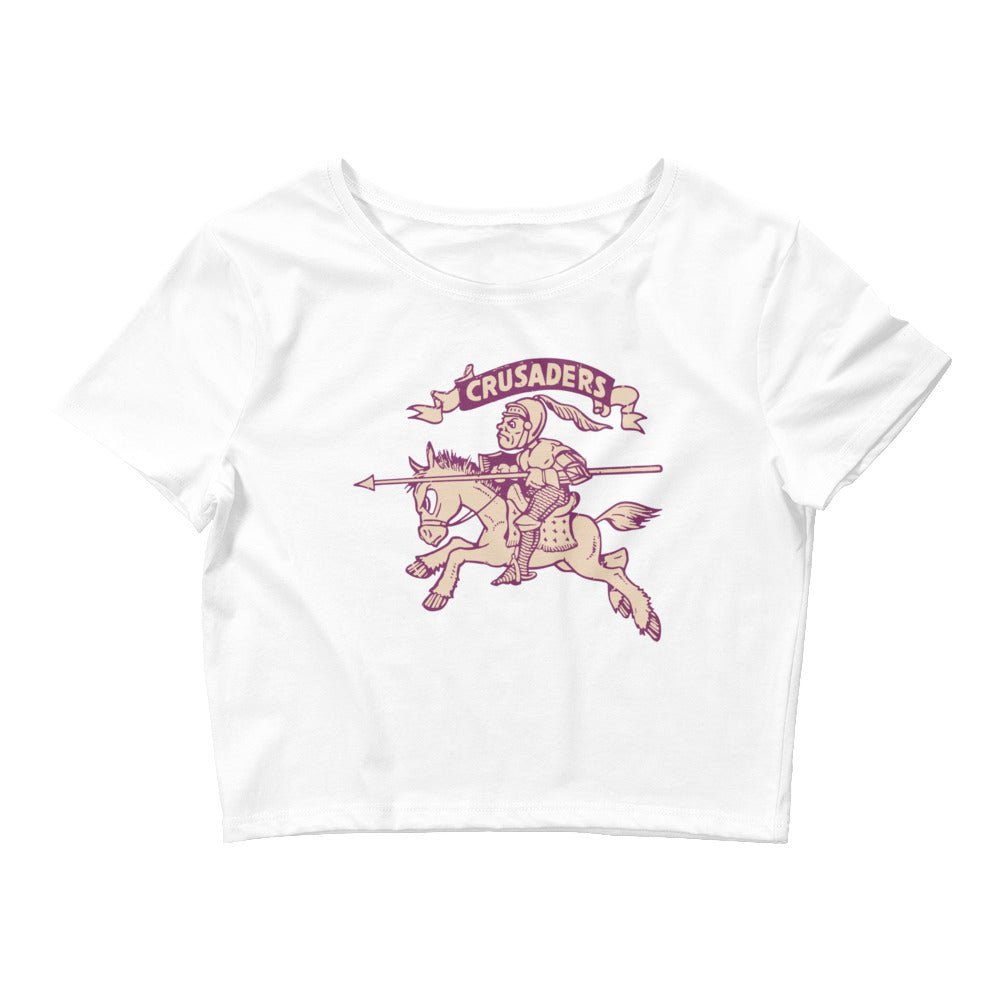 Vintage Holy Cross Mascot Crop Top - 1940s Crusaders Art Crop Top - Rivalry Week